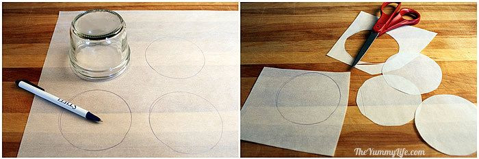 Parchment paper circles cut out to cover individual ice cream servings