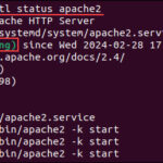 Checking the Apache service status after starting it.