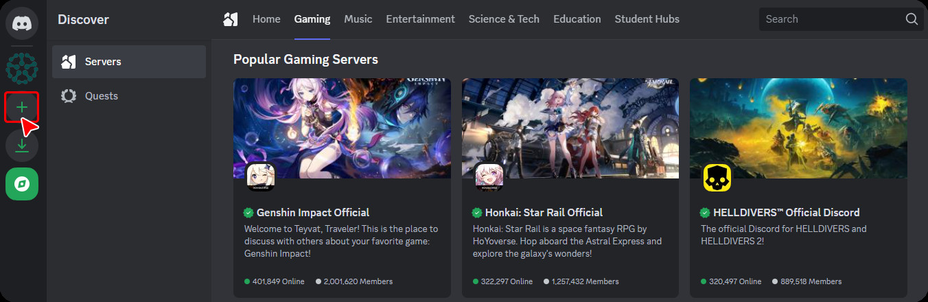 creating a new Discord server