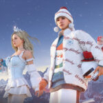 A promotional image for the Survivor Pass: Let It Snow, featuring characters in winter-themed outfits against a snowy backdrop, highlighting the new cosmetic items available in the pass.