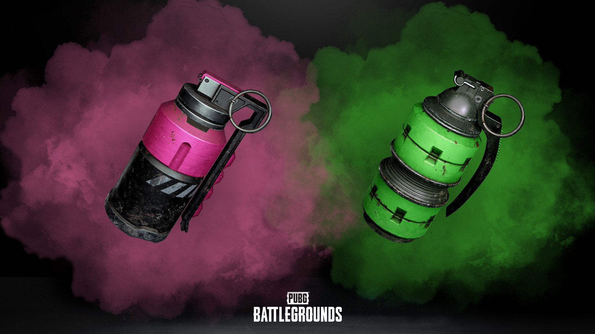 Image displaying the new Colored Smoke Grenades in red and green, highlighting their bright colors and festive appearance for in-game use.