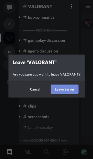 Leave Discord Server on Mobile Confirm