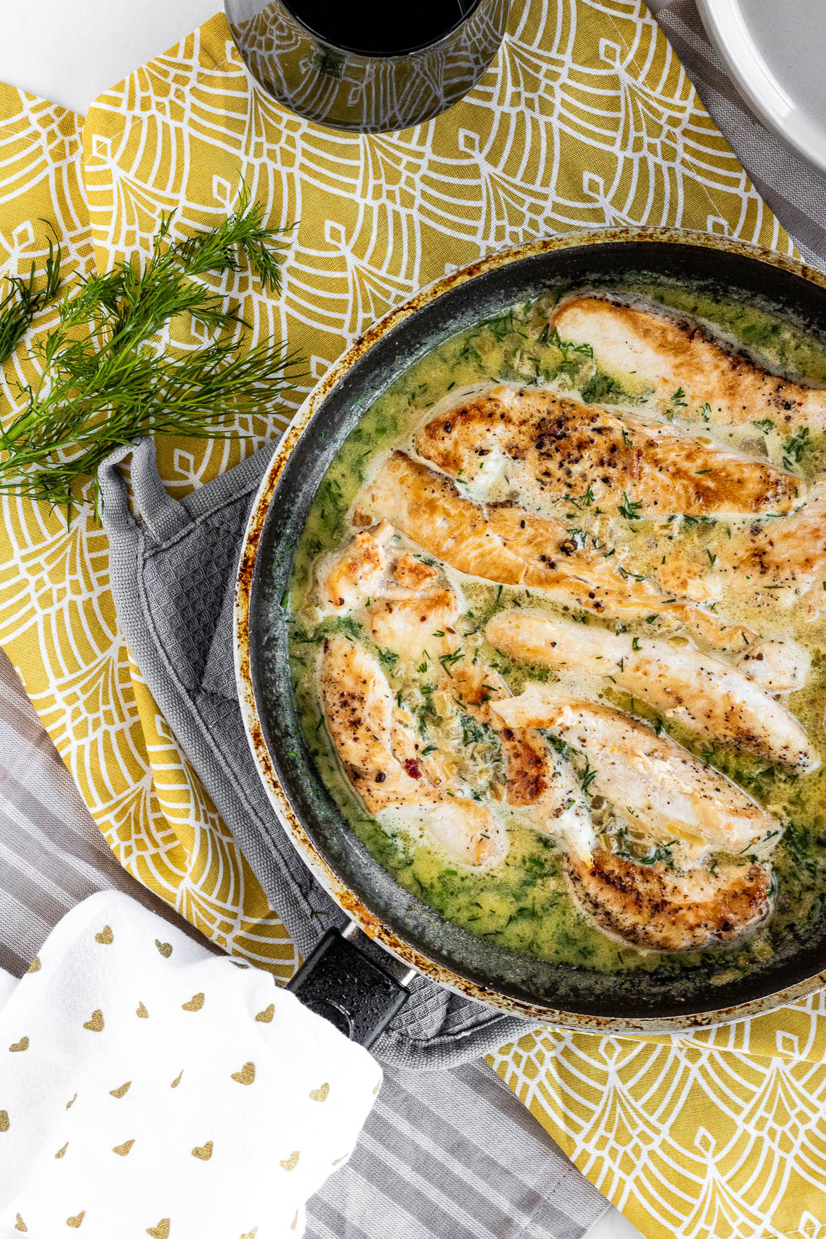 Creamy Dill Chicken in a pan