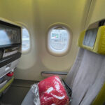 Economy Class Meal on TAP Air Portugal: A balanced tray with a hot main course, salad, and dessert.