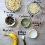 Ingredients for a single serve baked oatmeal on a countertop.
